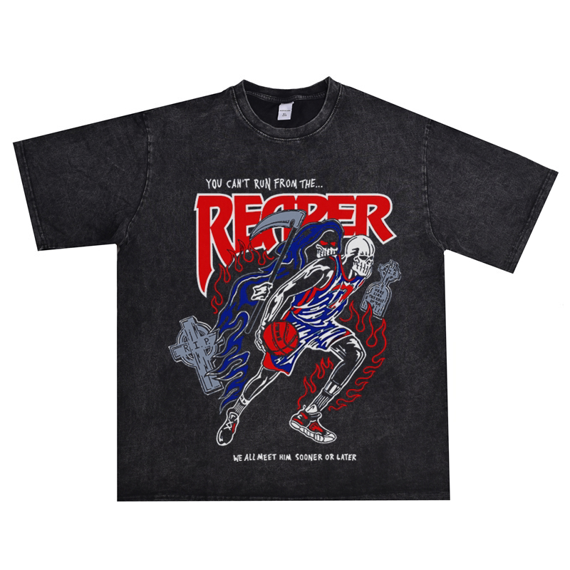 篮球运动杜兰特海报库里个性设计印花t恤短袖宽松水洗做旧t恤男女