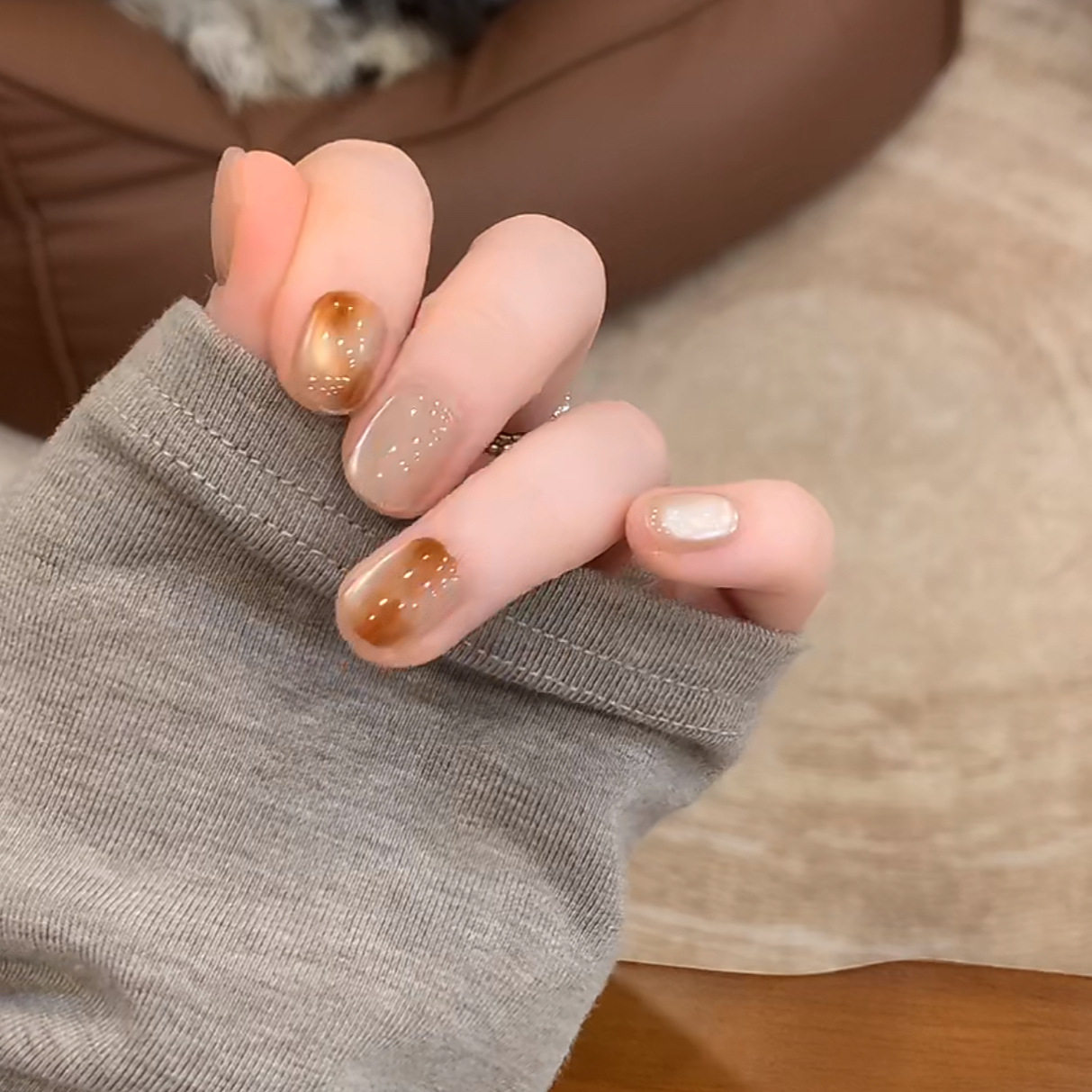 【浅桃玉脂】蜜桃玉髓晕染穿戴甲裸粉玛瑙光清透温柔风手工穿戴甲,彩妆/香水/美妆工具,穿戴甲/甲片,淘宝优惠券,粉丝福利购,淘宝优惠卷