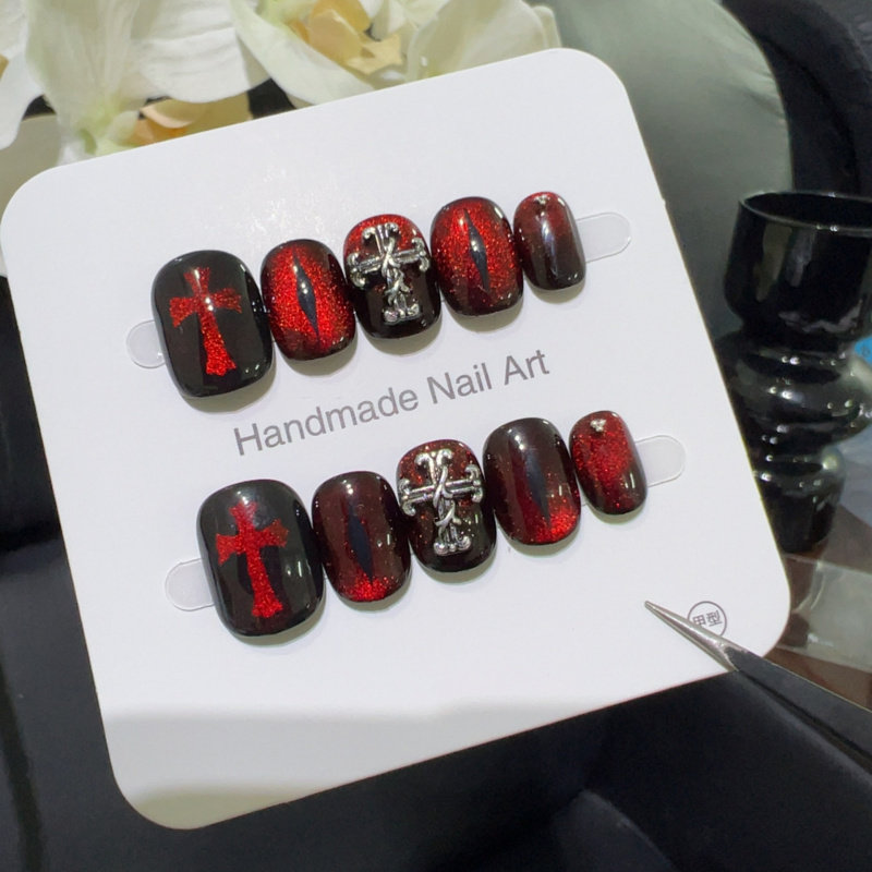 血色哥特暗黑风美甲25