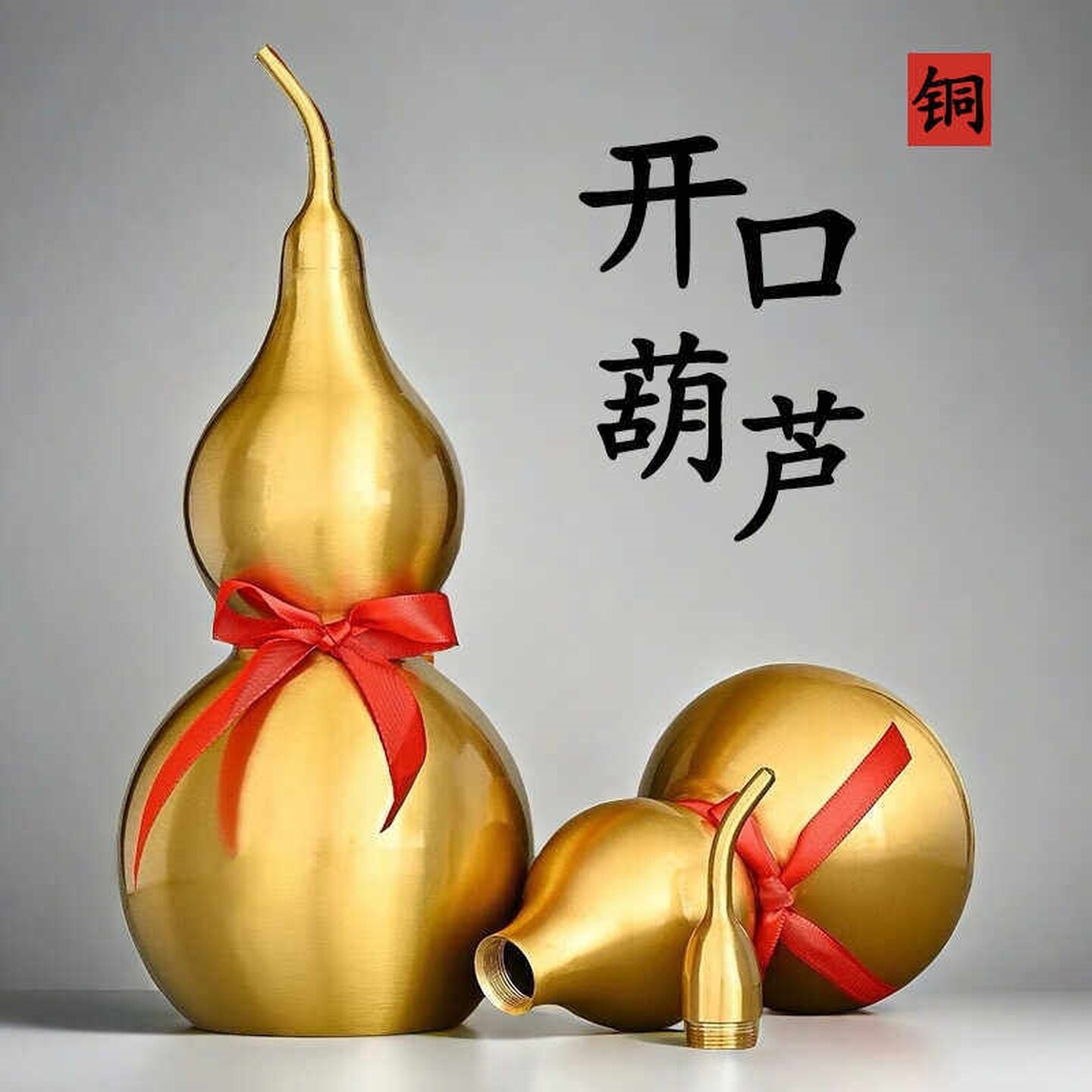 开口铜葫芦摆件空心八卦铜葫芦大号车载桌面工位办公室黄铜装饰品