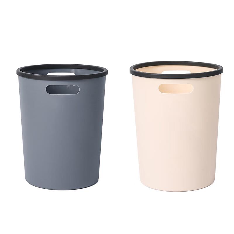 冠峰2个装灰色+咖啡色大号简约垃圾桶压圈大容量筒小纸篓GNG-421