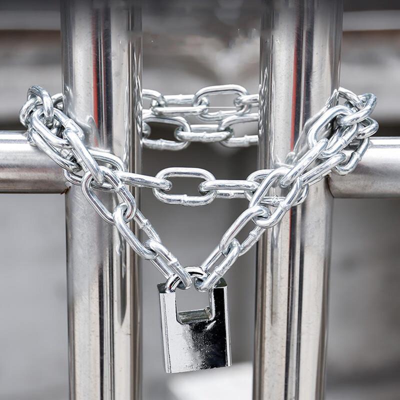 鼎红链条锁防盗链子锁车锁大门锁防剪铁链锁吊链挂锁2米长链条+防