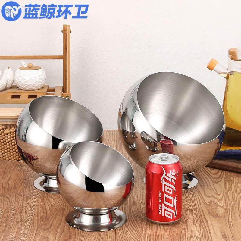 蓝鲸环卫22cm无底座不锈钢桌面垃圾桶餐桌斜口碗KTV烟灰缸LJHW-90