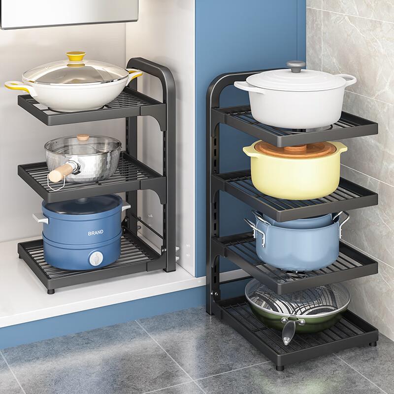 帅帝(SANDEE)不锈钢锅架锅具收纳架厨房下水槽置物架落地台面转角