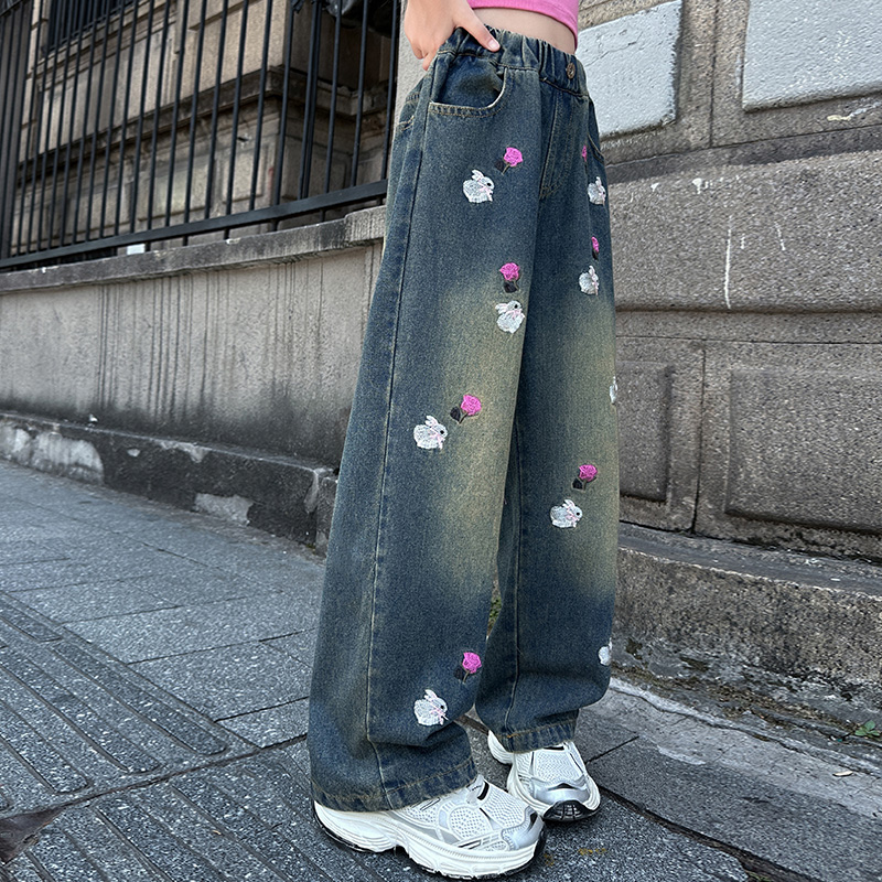 女童春秋裤子2025新款中大童洋气女孩时尚韩版长裤儿童秋装牛仔裤