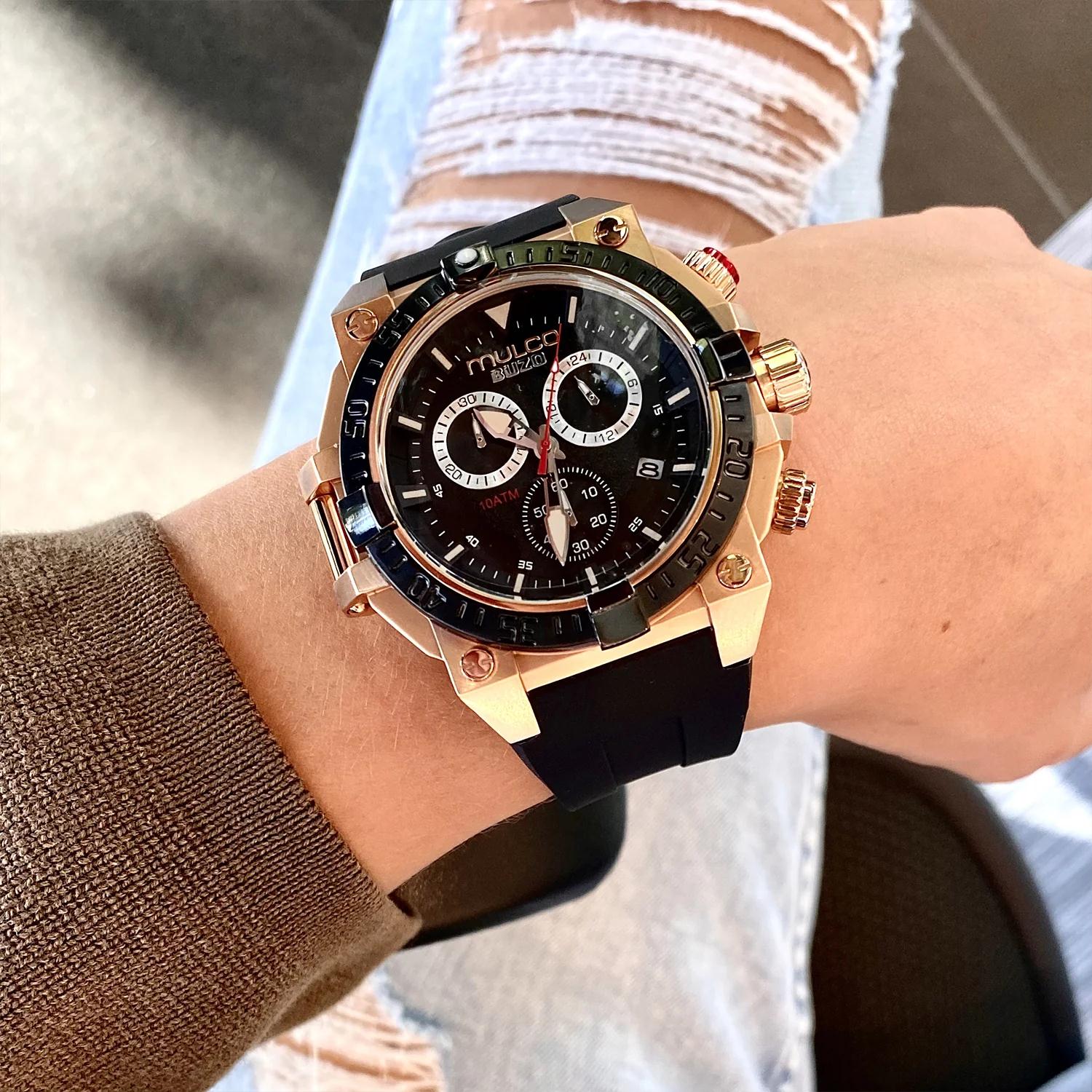 mulcoBUZO三眼计时石英手表