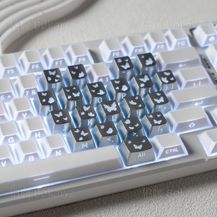 蝴蝶爱心键帽21键侧刻字符蝴蝶透光OEM原厂高度磁轴机械键盘帽