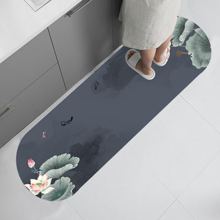新中式厨房地垫硅藻泥吸水垫防水吸油地毯家用卫生间防滑脚垫门垫
