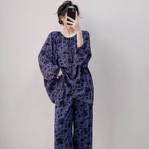 2026新款睡衣女春秋季人造棉绸长袖可外穿绵绸家居服夏天大码套装