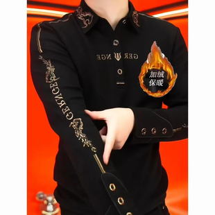 欧关男装刺绣战马卫衣秋冬男士款加绒加厚长袖打底衫潮流百搭上衣