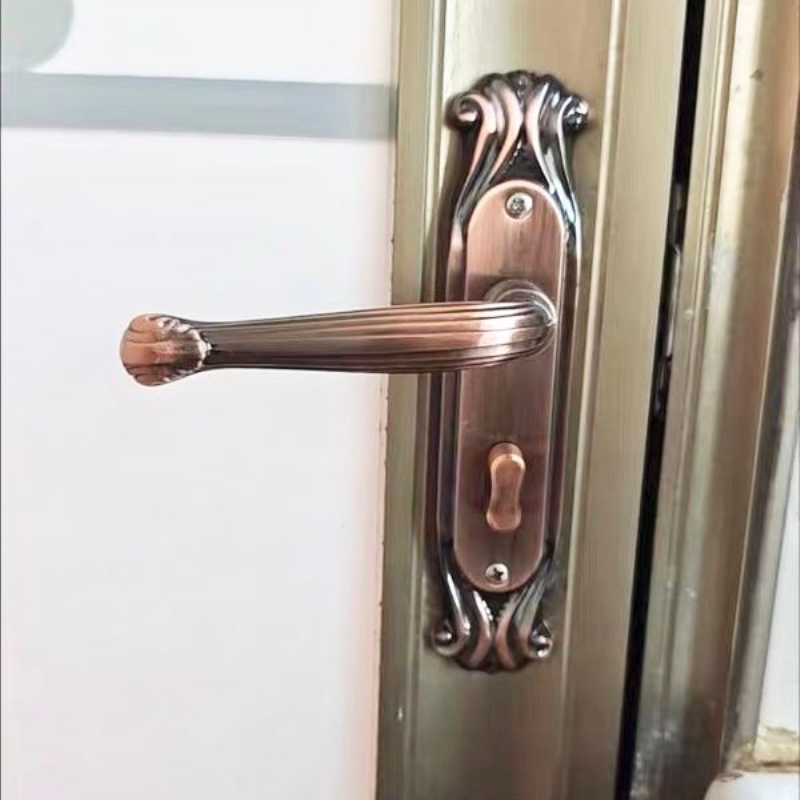 弧形红古铜欧式门锁凹面执手卫浴锁卫生间浴室门把手通用型家用