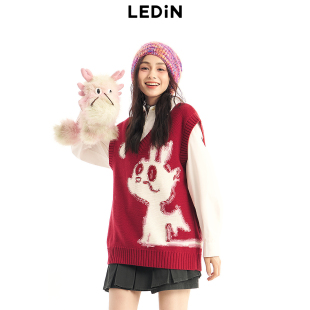 乐町趣味宽松线背心春季 马甲女C2EFE11 新款