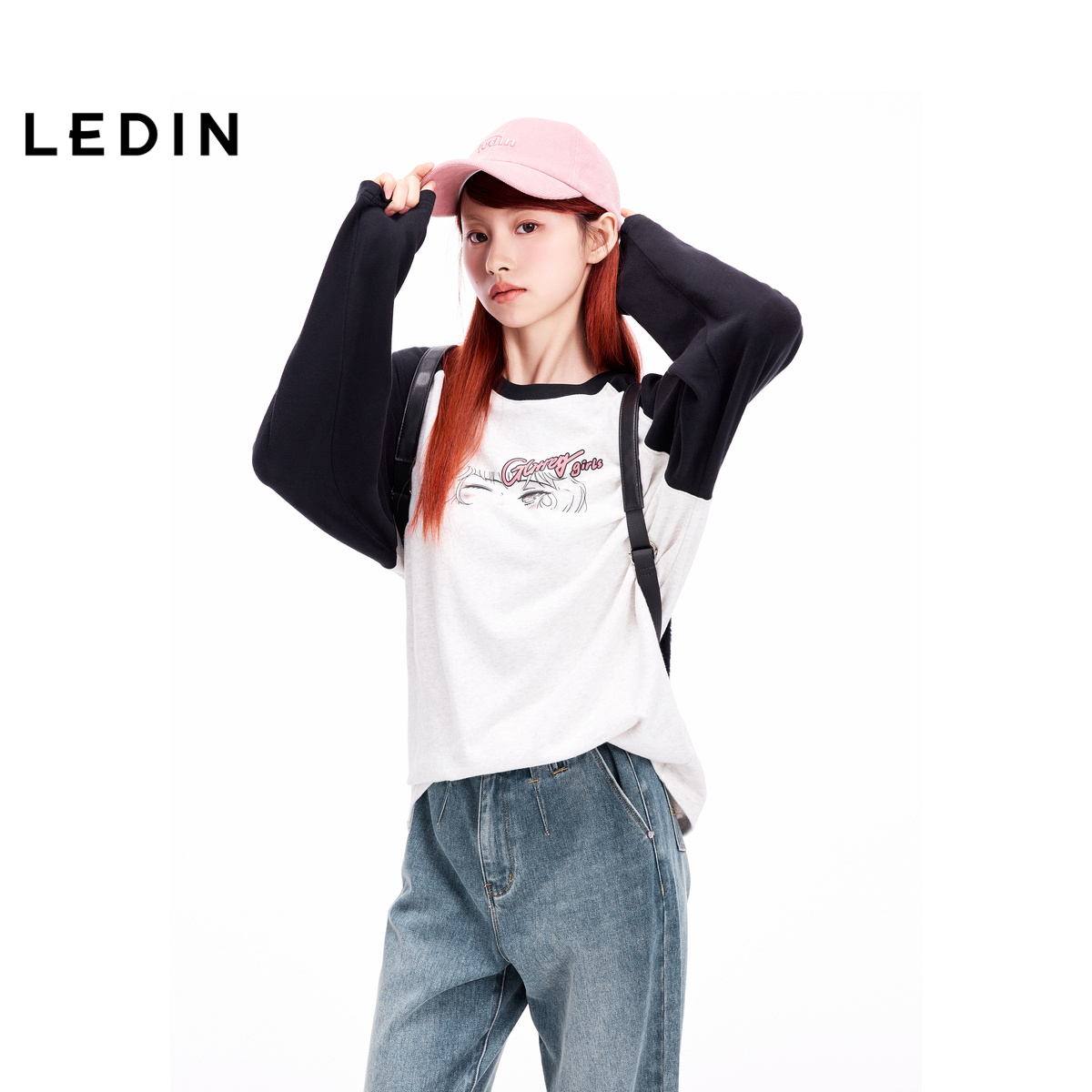 【商场同款】乐町2024冬季新款插肩宽松长袖T恤C2CPE4102