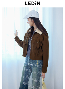 【商场同款】乐町2024冬季新款休闲复古夹克外套C2BBE4113