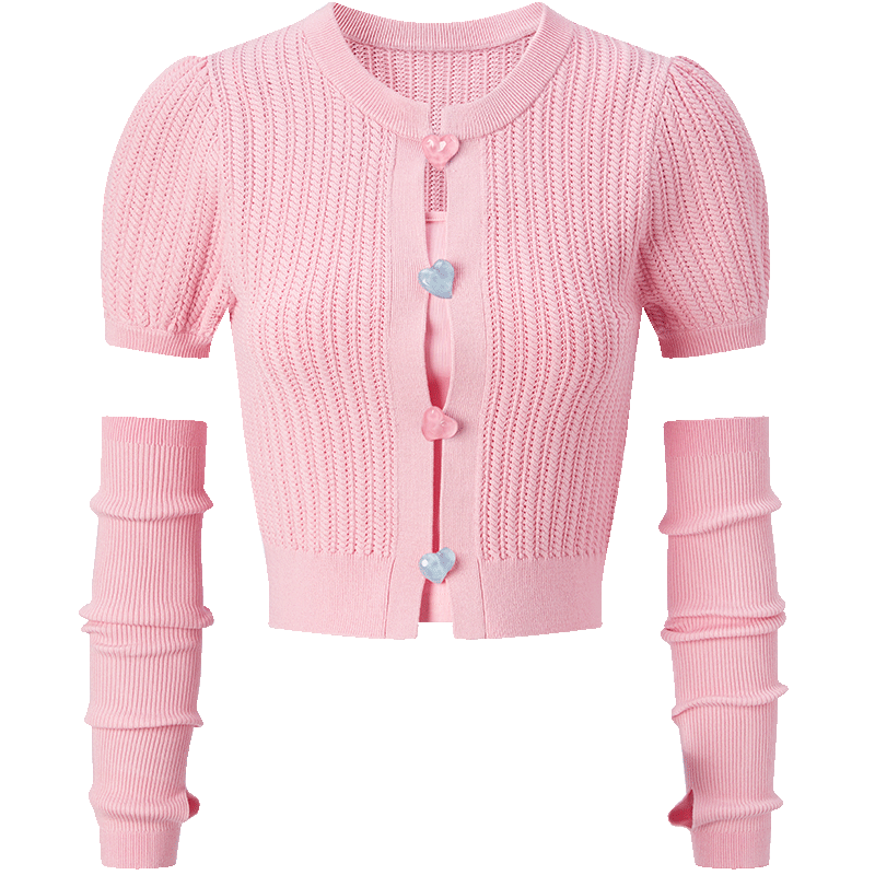 【清仓】乐町新品糖果多巴胺穿搭女毛衣三件套短袖针织衫