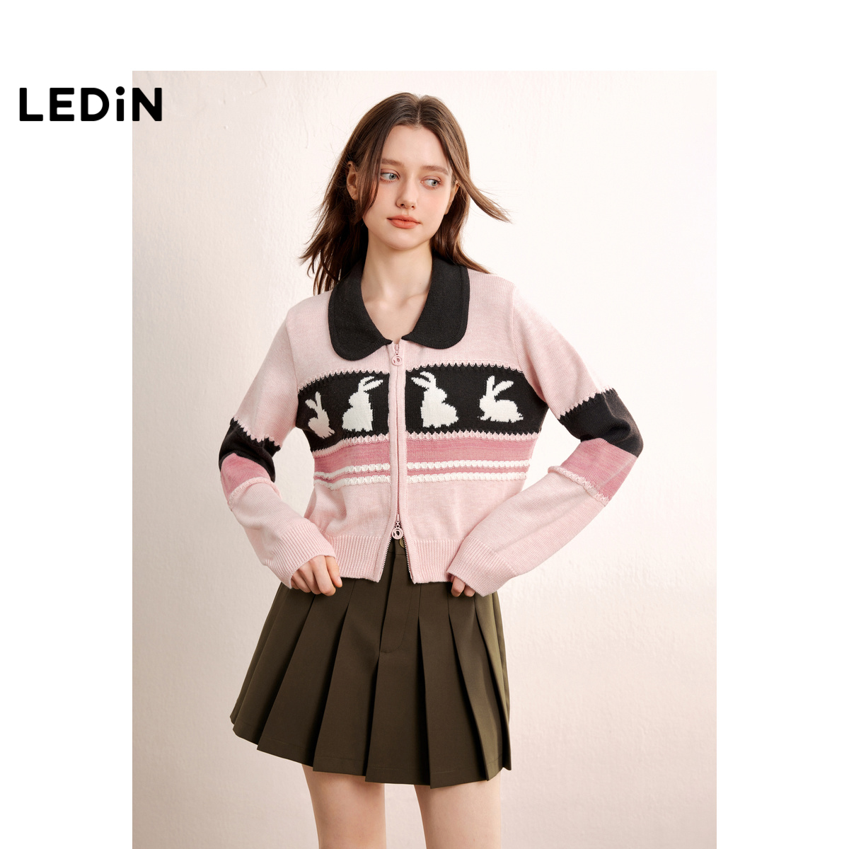 双开拉链 立体提花