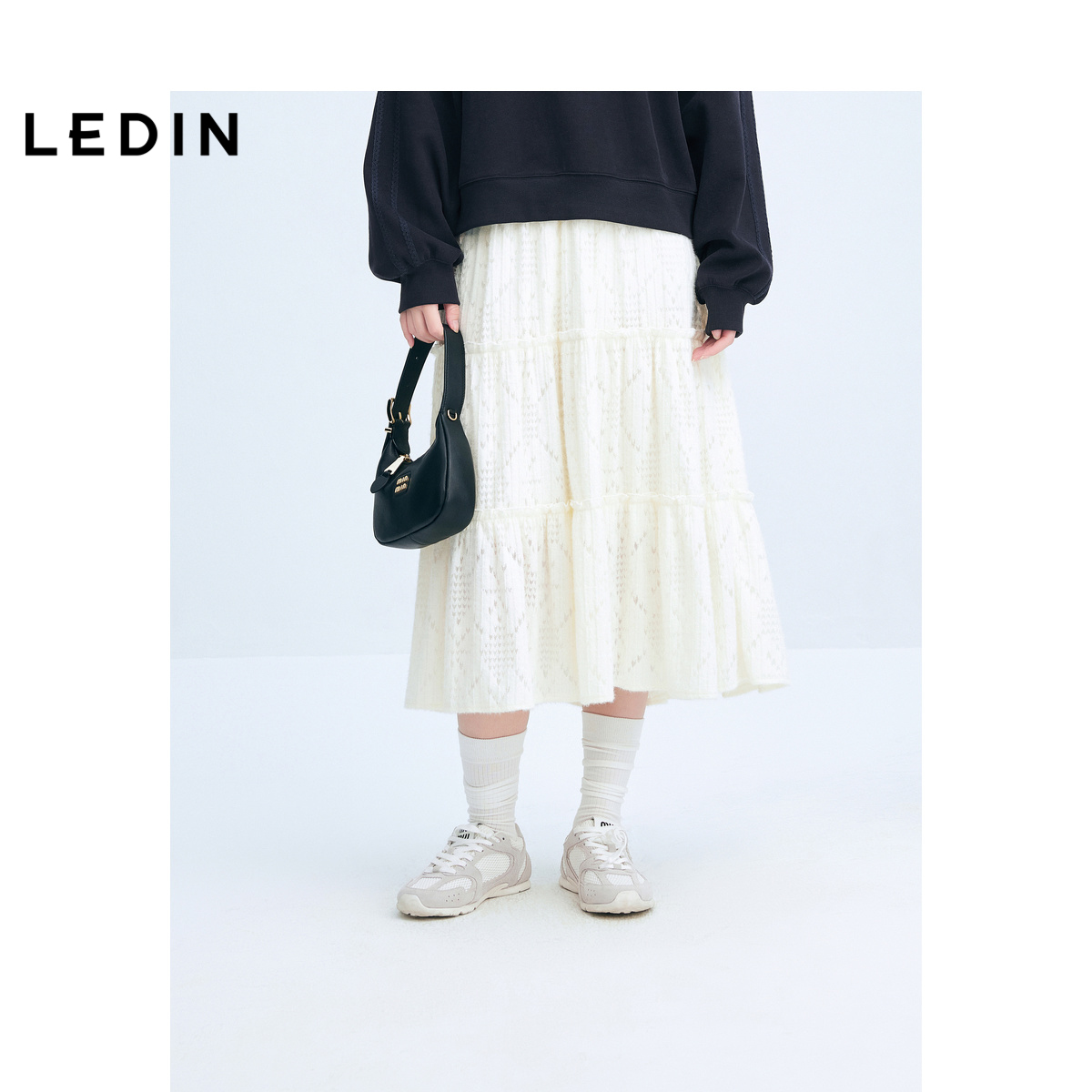 【商场同款】乐町软糯蛋糕长裙冬新款韩系奶油白半身裙C1GFE4F03