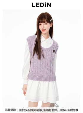 【商场同款】乐町花纱宽松线背心年秋季新款马甲C1EFE3307