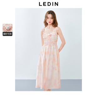 印花长款 乐町夏季 连衣裙C1FAE2232 商场同款