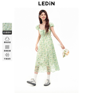 印花无袖 新款 乐町夏季 显瘦碎花连衣裙C1FAE2636达 商场同款