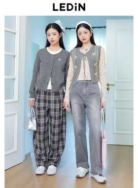 【商场同款】乐町26冬季新款优等生洗水牛仔阔腿裤C2HAE4307