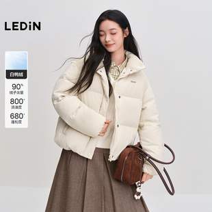 乐町灯芯绒面包羽绒服女装2025年冬季新款短款经典方格保暖外套