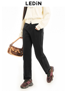 【清仓】乐町百搭显瘦宽松秋冬新款牛仔锥形裤C2HAD4150