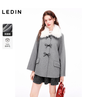 蝴蝶结装 新款 乐町2024冬季 饰毛呢外套大衣C1AAE4302 商场同款