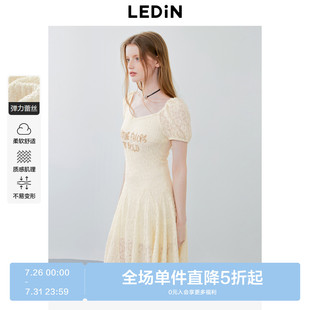 连衣裙重工伞裙 乐町甜美蕾丝泡泡袖 连衣裙夏季 新款 甜酷修身