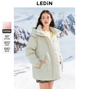 乐町2025冬季新款一手长收腰女工装羽绒服女微A廓形保暖外套