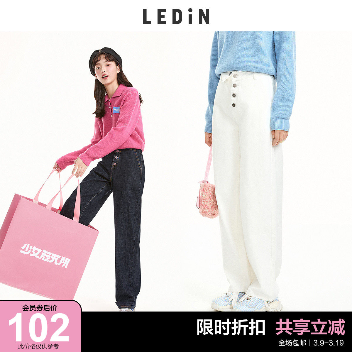 乐町高腰黑色牛仔裤女直筒宽松休闲春季新款裤子设计感小众老爹裤