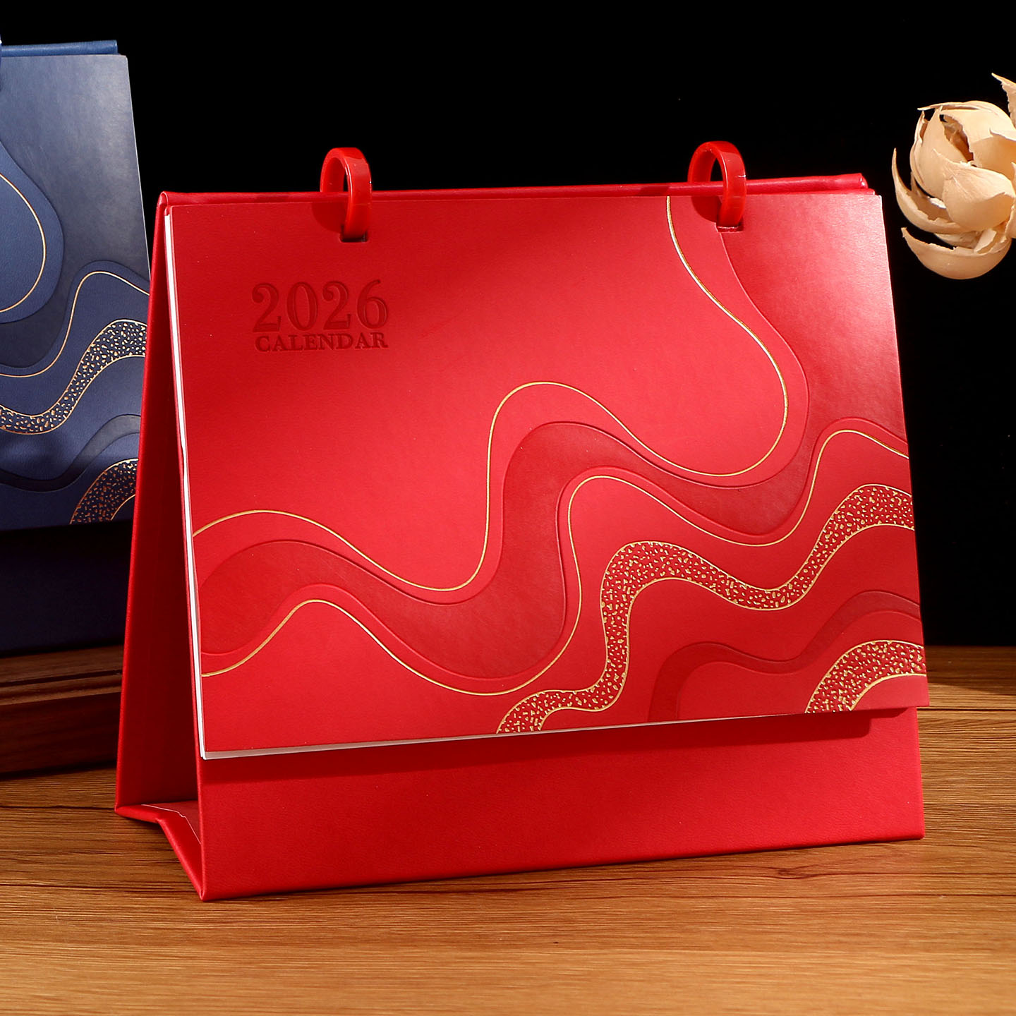 知悉2026新款日历马年简约艺术皮质台历定制创意桌面大格子记事月历商务办公室摆件计划本年历架礼品定制logo