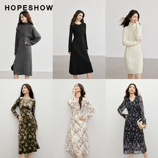 红袖outlets热卖新款连衣裙碎花连衣裙合集hopeshow