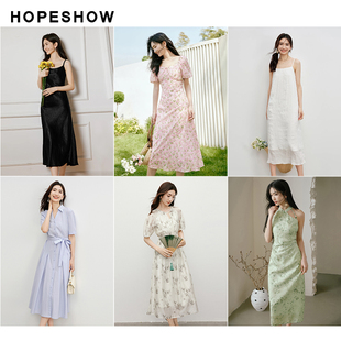 红袖outlets福利款合集夏款连衣裙碎花淑女裙子女士hopeshow