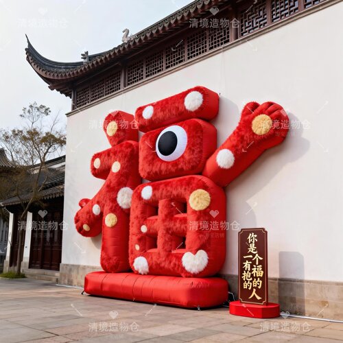 中秋国庆毛绒福抱抱背景墙打卡
