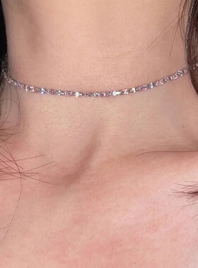 粉色锆石项链女款轻奢小众设计