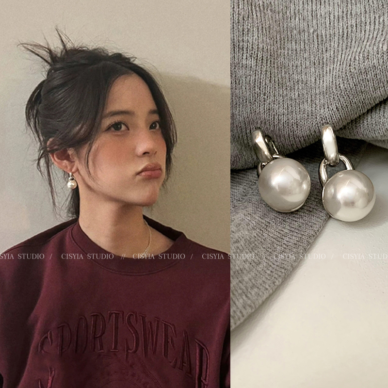 欧阳娜娜同款珠珠耳环女秋冬新款耳钉轻奢高级感网红爆款精致耳饰