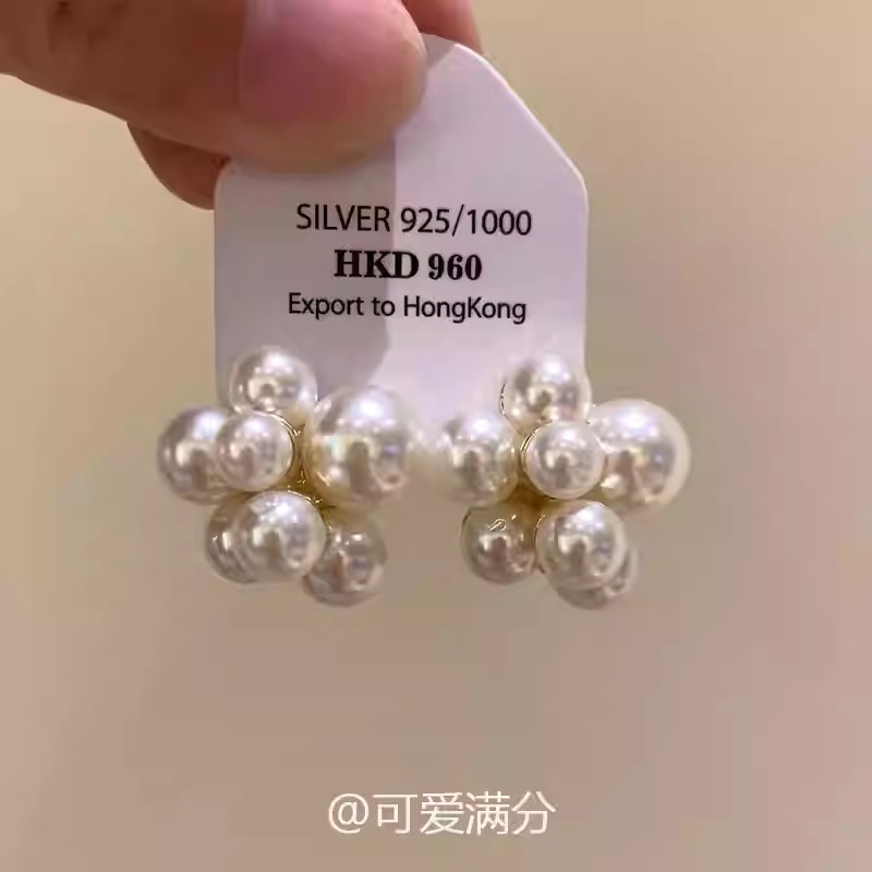告白气球」韩式高亮珠珠圆珠耳钉复古百搭气质高级感小众耳饰女