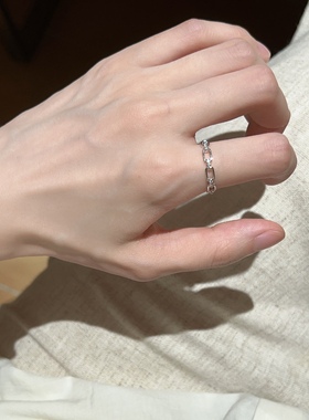 波浪素圈戒指女日式轻奢小众设计