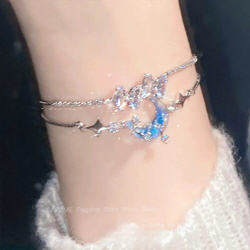 精致蝴蝶蓝色月亮星星手链