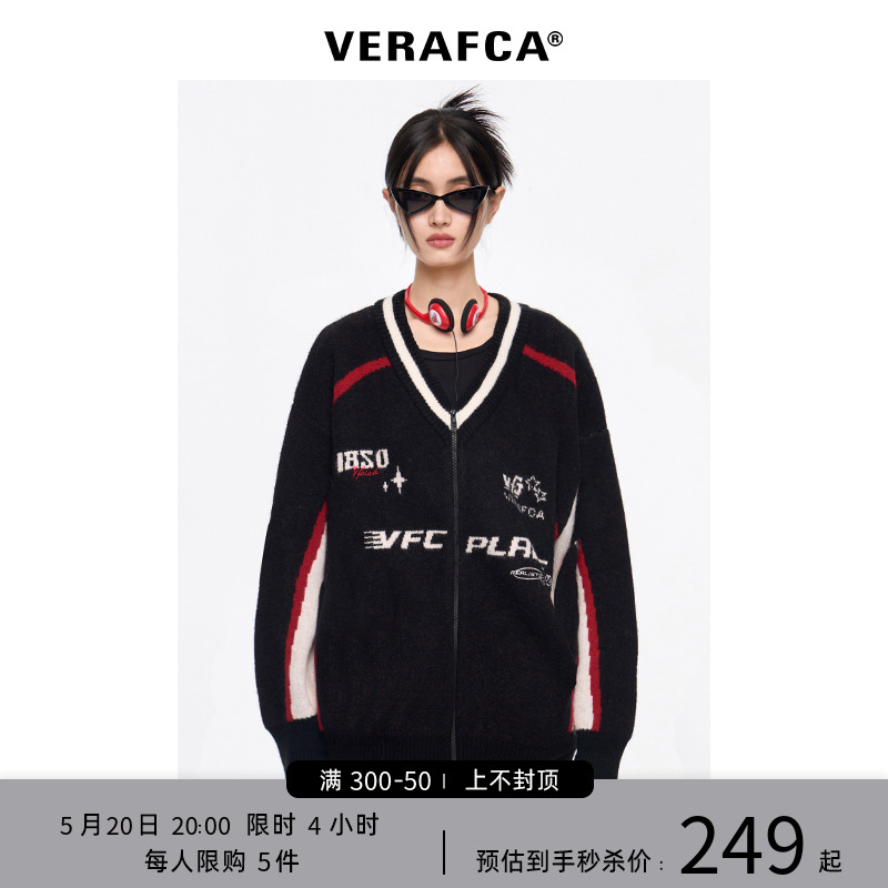 VFC/VERAF CA【孔雪儿同款】美式机车毛衣开衫外套男针织衫冬上衣-封面