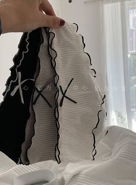 描边冷淡风少女内裤子纯棉抗菌学生性感迷人中低腰日系黑白色三角