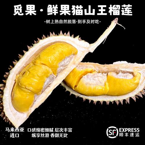 【鲜果】马来西亚D197猫山王榴莲3.5-4斤起保5房起少房赔到手能吃