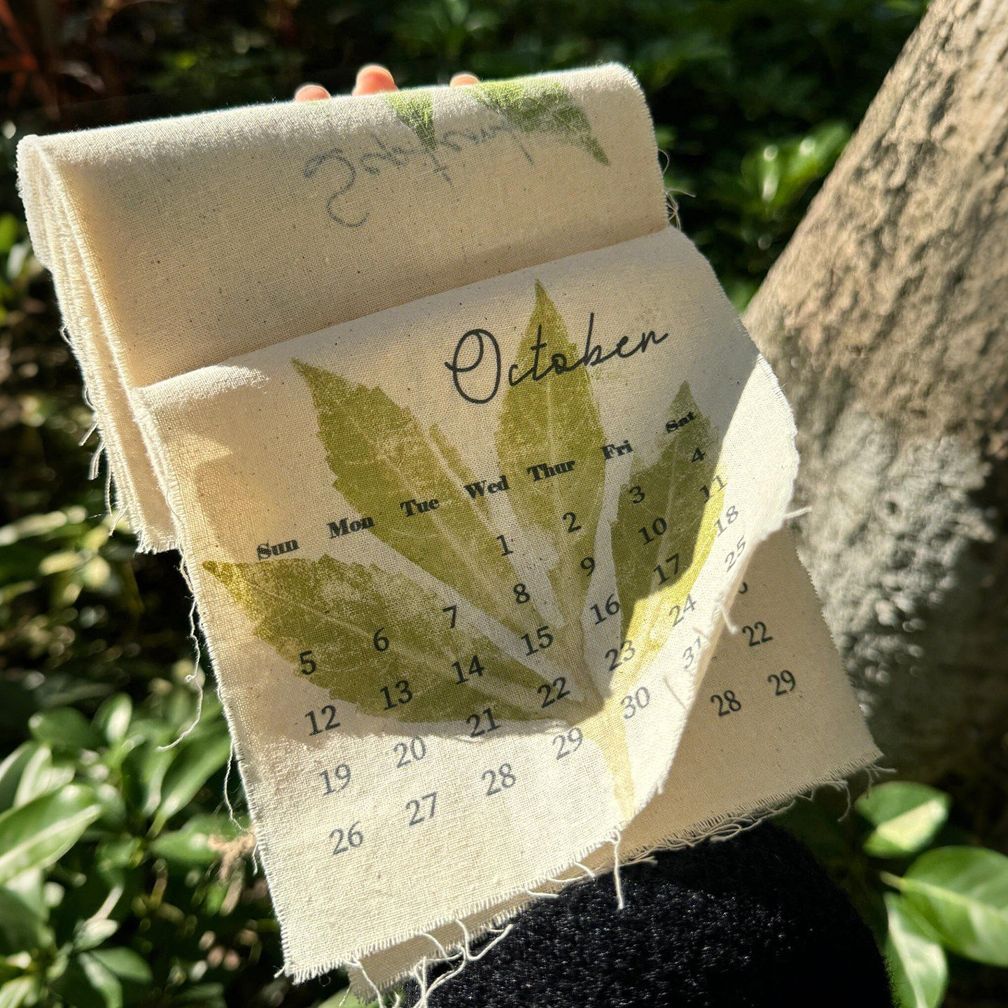 植物敲拓染日历挂画diy材料包花草树叶拓印空白帆布挂历非遗手工