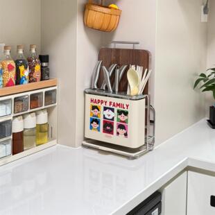 厨房刀架置物架多功能壁挂式菜刀架砧板一体刀具收纳架可爱高颜值