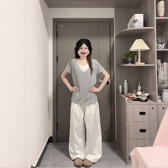 灰色短袖t恤女夏2026新款正肩v领慵懒风掐腰修身显瘦慵懒风V领