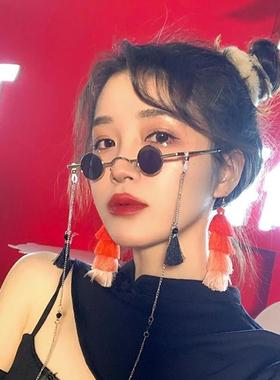 国潮装饰眼镜女小圆复古个性墨镜网红太阳镜朋克嘻哈ins原宿风男