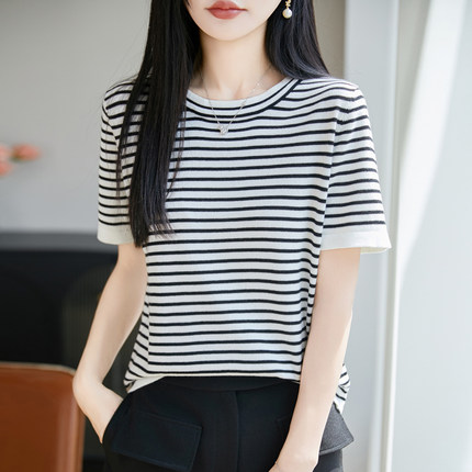 26夏针织衫新款女宽松打底衫减龄短袖防晒薄T小个子大码凉感上衣