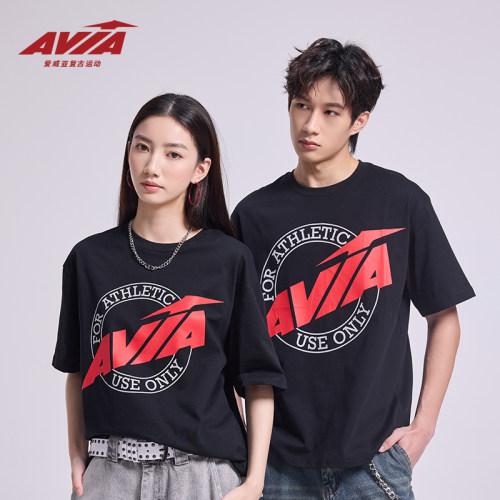 AVIA爱威亚印花短袖圆领纯棉T恤
