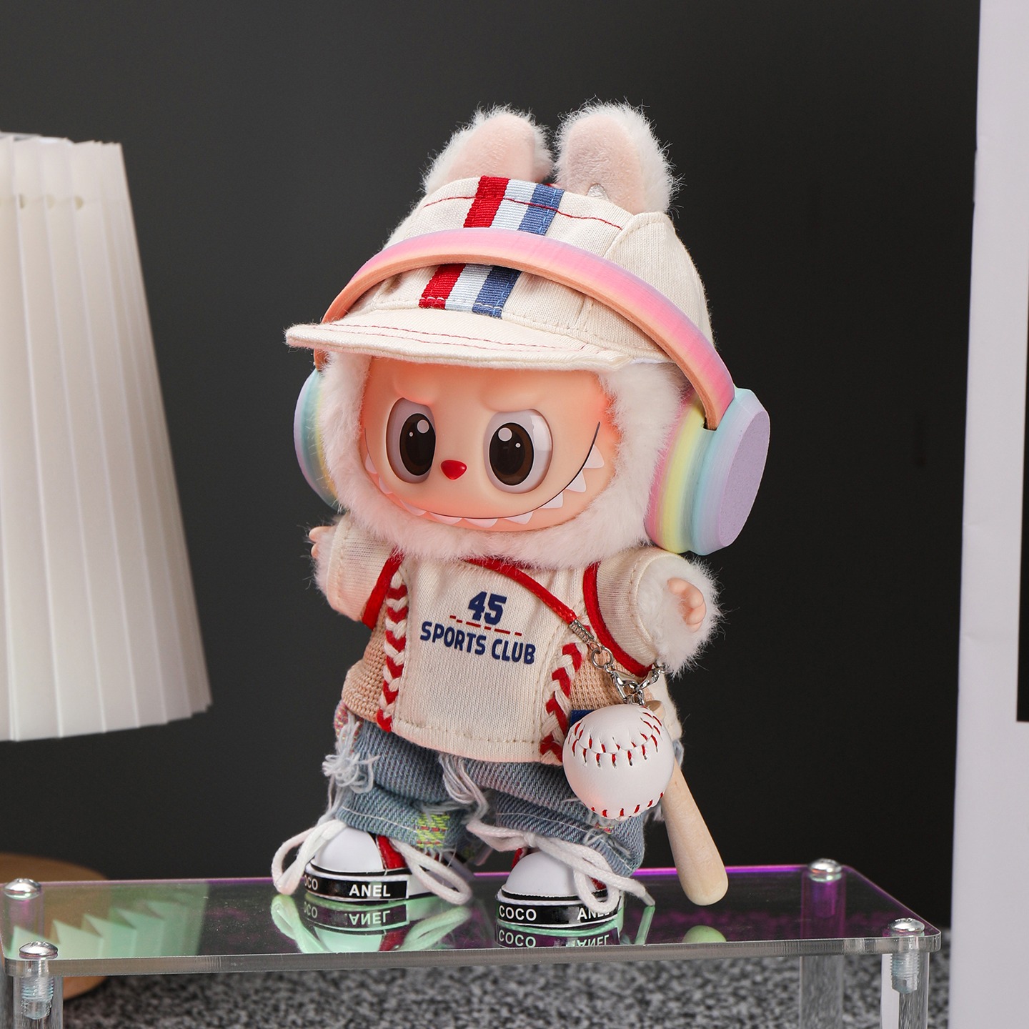 棒球服运动休闲套装衣服适用于17cm拉布布labubu盲盒挂件公仔娃衣